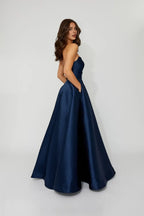 A-Line Strapless Sleeveless Floor-Length Prom Dress