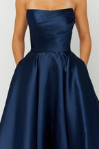 A-Line Strapless Sleeveless Floor-Length Prom Dress