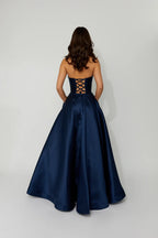 A-Line Strapless Sleeveless Floor-Length Prom Dress