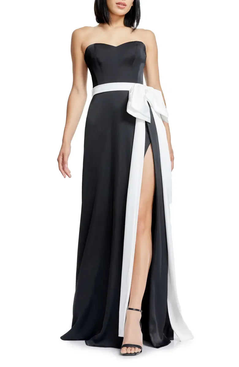 A-Line Strapless Sleeveless Floor-Length Prom Dress