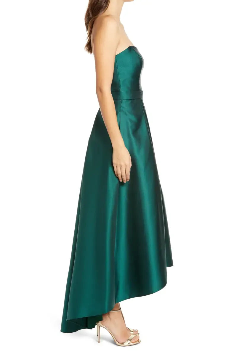A-Line Strapless Sleeveless High/Low-Length Prom Dress