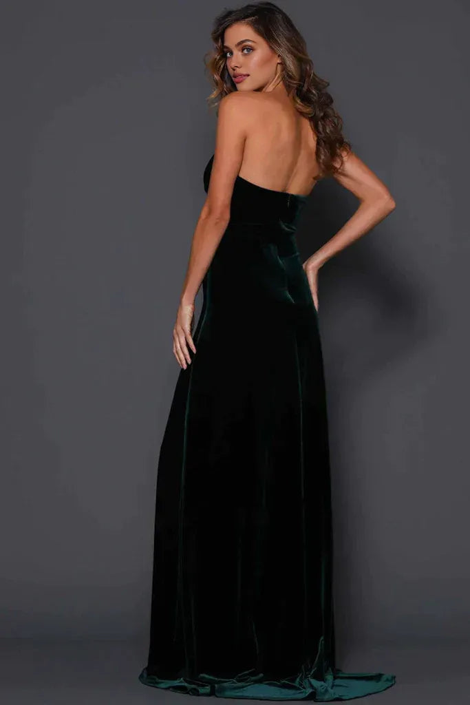 A-Line Strapless Sleeveless Sweep/Brush Train Prom Dress