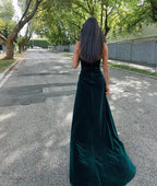 A-Line Strapless Sleeveless Sweep/Brush Train Prom Dress