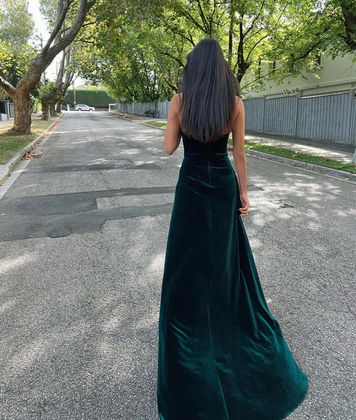 A-Line Strapless Sleeveless Sweep/Brush Train Prom Dress