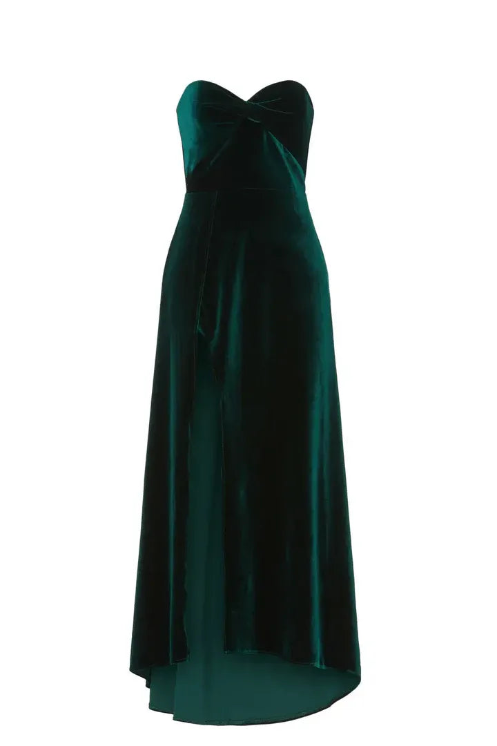 A-Line Strapless Sleeveless Sweep/Brush Train Prom Dress