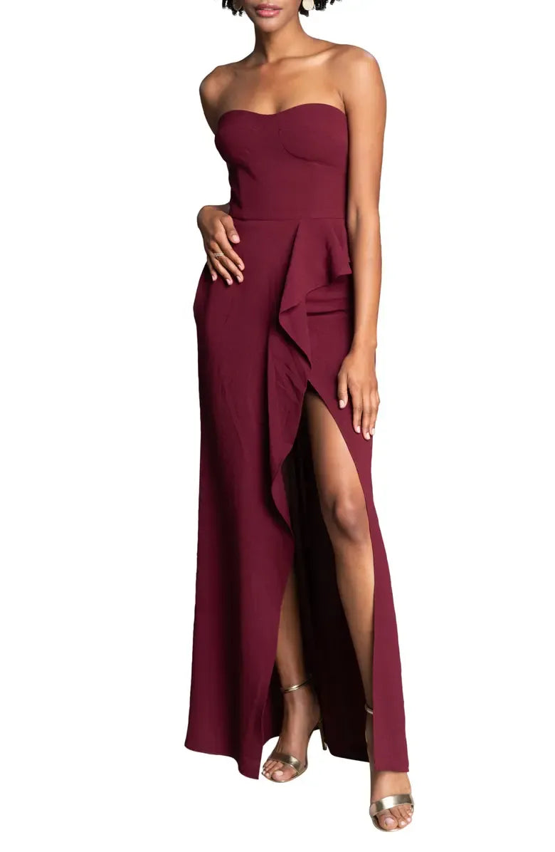 A-Line Strapless Sleeveless Zipper Up Floor-Length Prom Dress