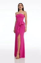 A-Line Strapless Sleeveless Zipper Up Floor-Length Prom Dress