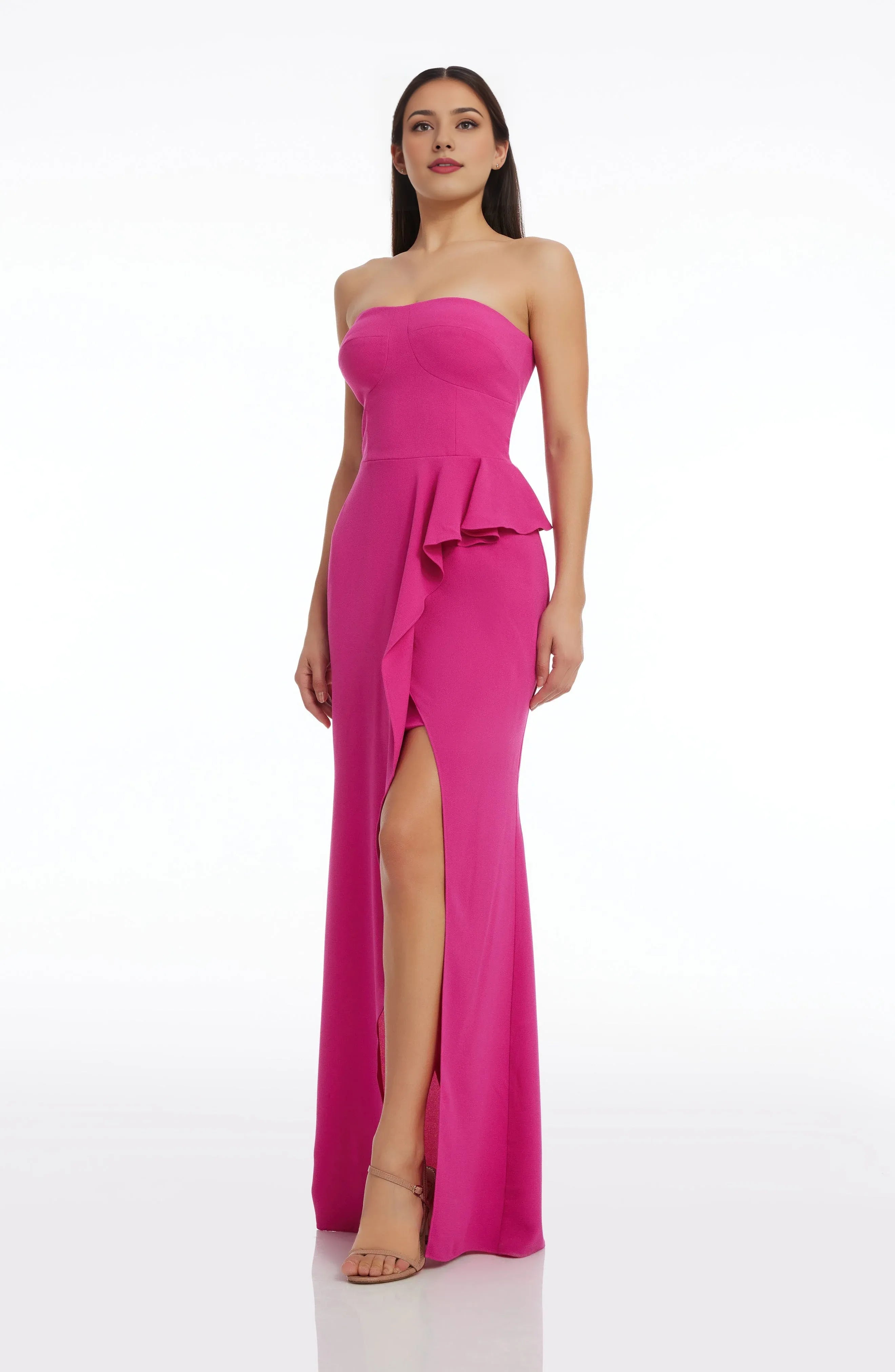 A-Line Strapless Sleeveless Zipper Up Floor-Length Prom Dress