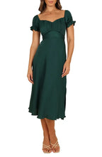 A-Line Sweetheart Neck Short Sleeve Tea-Length Prom Dress