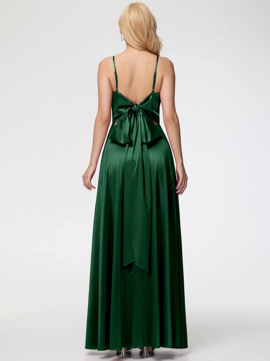 A-Line V-Neck Sleeveless Back Zip Floor Length Prom Dress