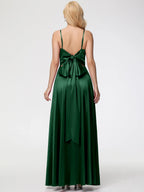 A-Line V-Neck Sleeveless Back Zip Floor Length Prom Dress