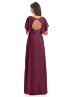 A-Line V-neck Short Sleeves Floor-Length Mother of the Bride Dress