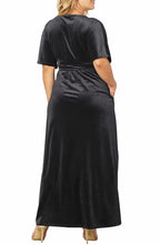 A-Line V-neck Short Sleeves Floor-Length Plus Size Mother of the Bride Dress