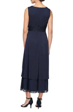 A-Line V Neck Flutter Sleeve Tea-Length Mother of the Bride Dress