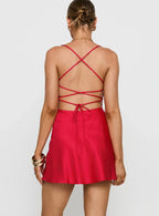 A-Line V Neck Sleeveless Crisscross Back Short-Mini Homecoming Dress