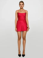 A-Line V Neck Sleeveless Crisscross Back Short-Mini Homecoming Dress