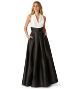 A-Line V Neck Sleeveless Pleated Floor-Length Prom Dress