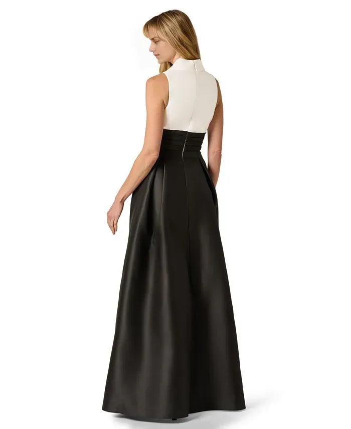 A-Line V Neck Sleeveless Pleated Floor-Length Prom Dress