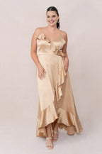 A-Line V Neck Sleeveless Floor-Length Plus Size Prom Dress