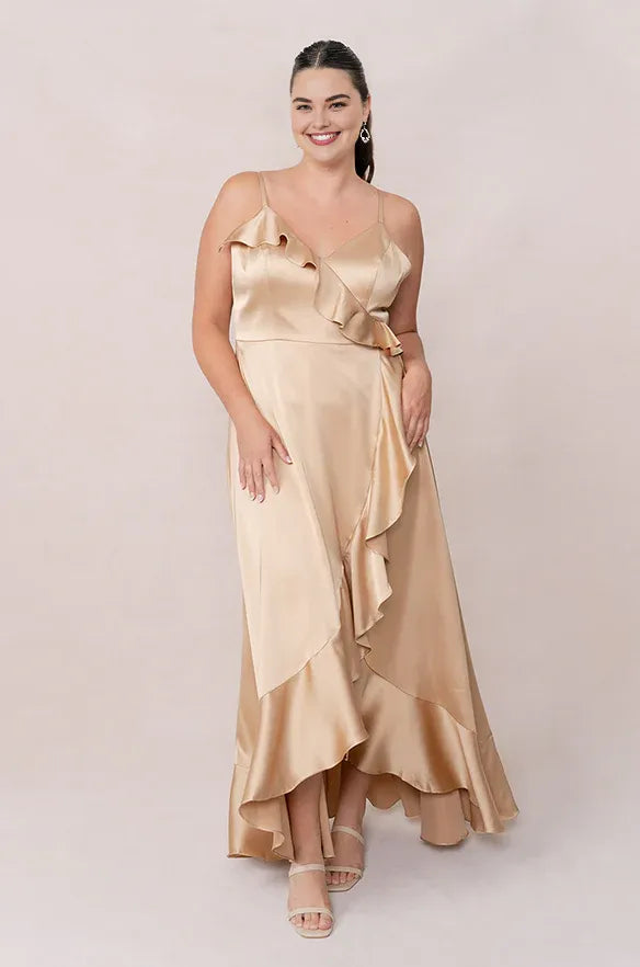 A-Line V Neck Sleeveless Floor-Length Plus Size Prom Dress