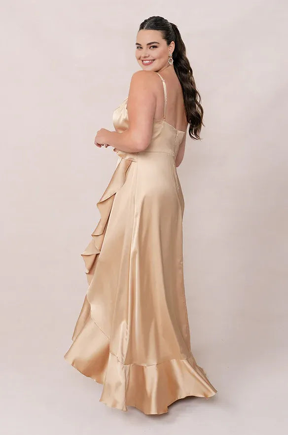 A-Line V Neck Sleeveless Floor-Length Plus Size Prom Dress