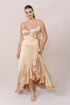 A-Line V Neck Sleeveless Floor-Length Plus Size Prom Dress