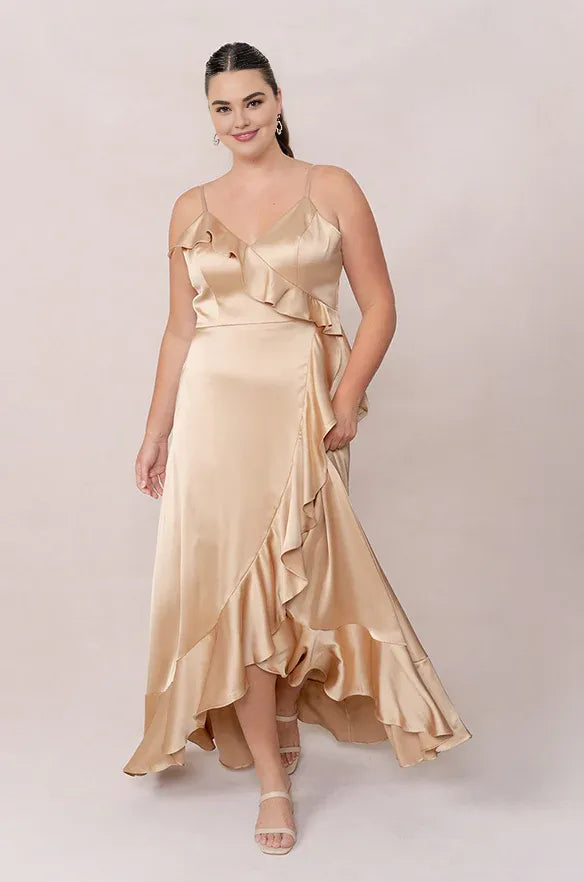 A-Line V Neck Sleeveless Floor-Length Plus Size Prom Dress