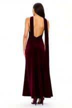 A-Line V Neck Sleeveless Floor-Length Prom Dress