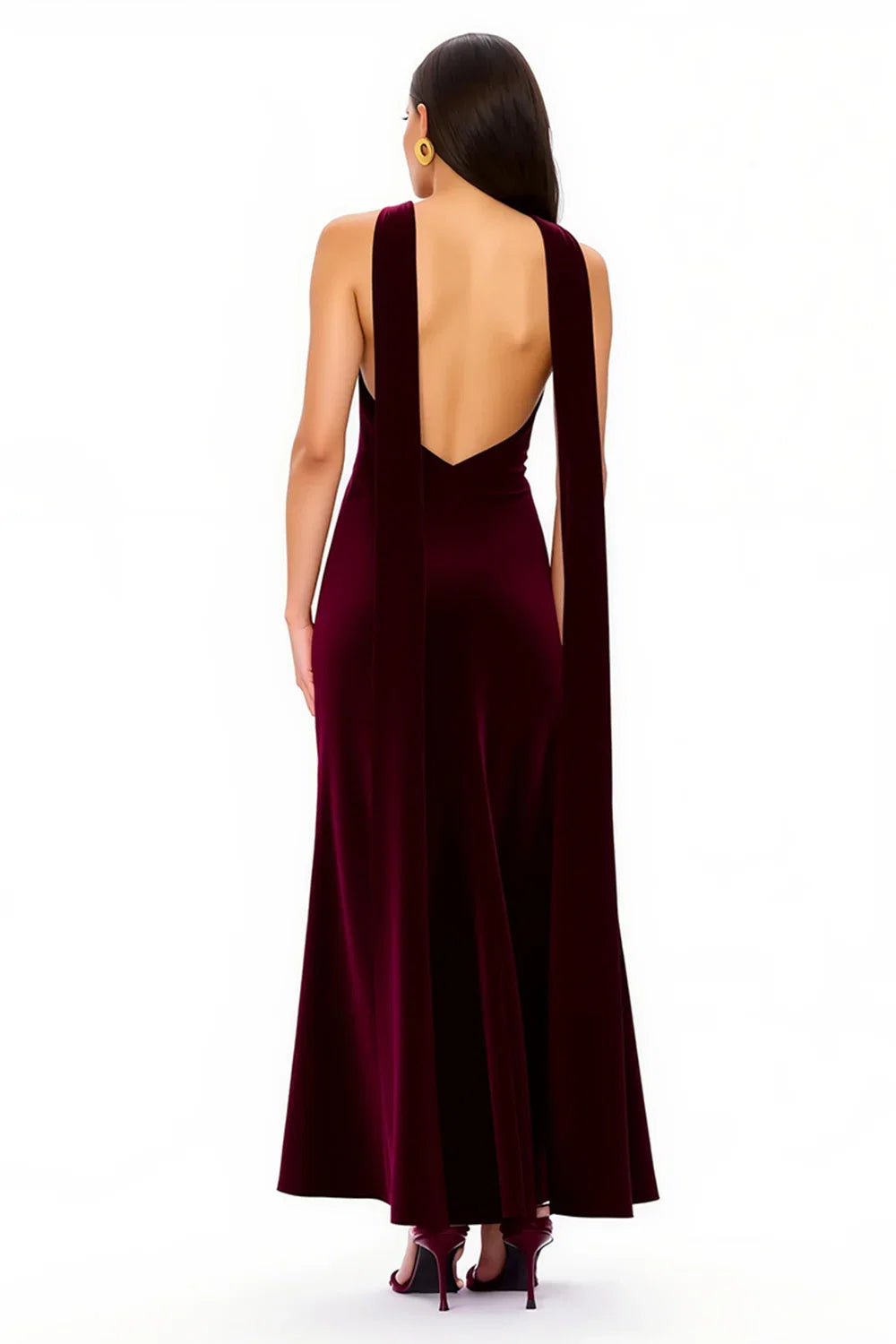 A-Line V Neck Sleeveless Floor-Length Prom Dress