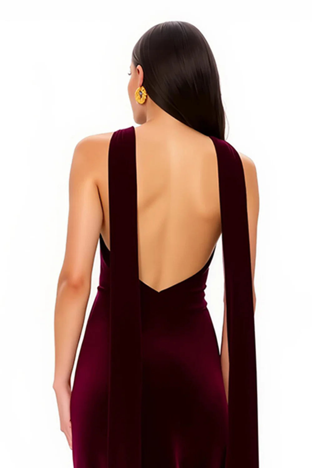 A-Line V Neck Sleeveless Floor-Length Prom Dress