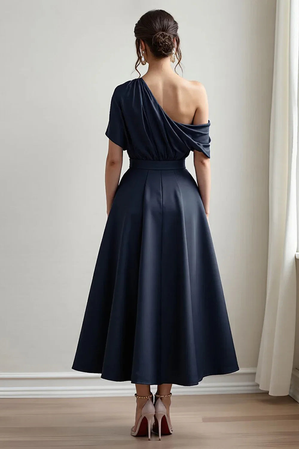 A Line One Shoulder Sleeveless Backless Ankle-Length Mother of the Bride Dress