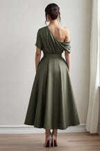 A Line One Shoulder Sleeveless Backless Ankle-Length Mother of the Bride Dress