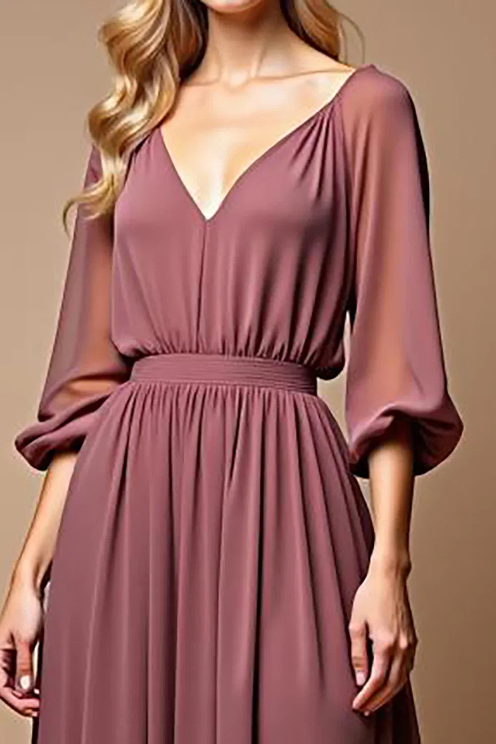 A Line Scoop Neck Long Sleeves Backless Sweep/Brush Train Mother of the Bride Dress