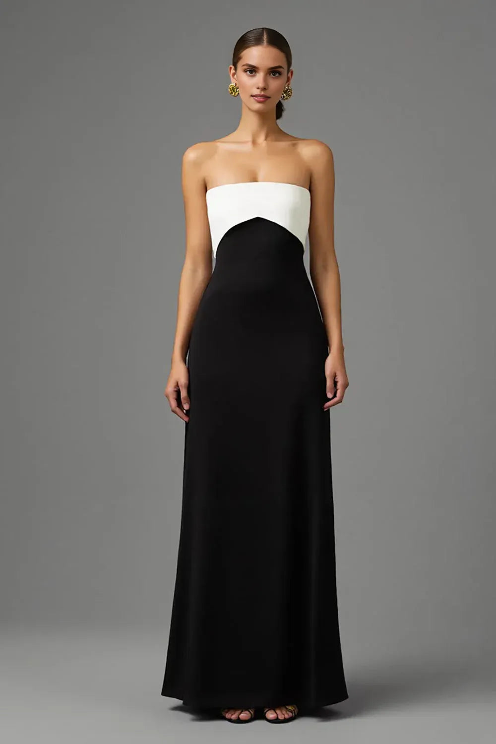 A Line Strapless Sleeveless Backless Floor-Length Evening Dress