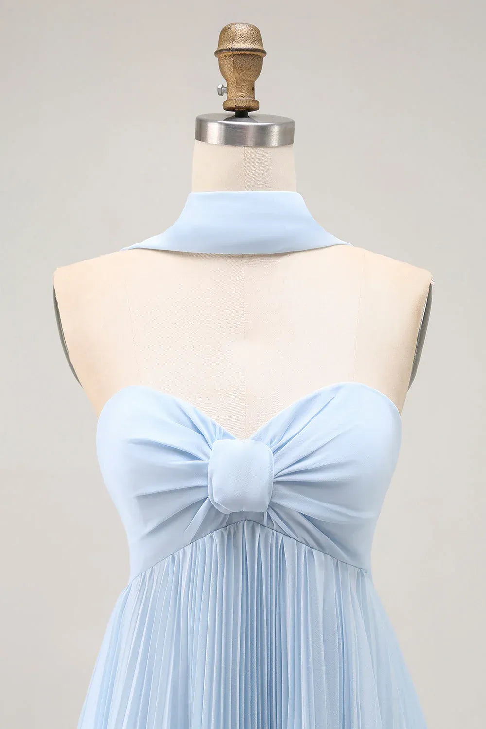 A Line Strapless Sleeveless Pleated Floor-Length Prom Dress