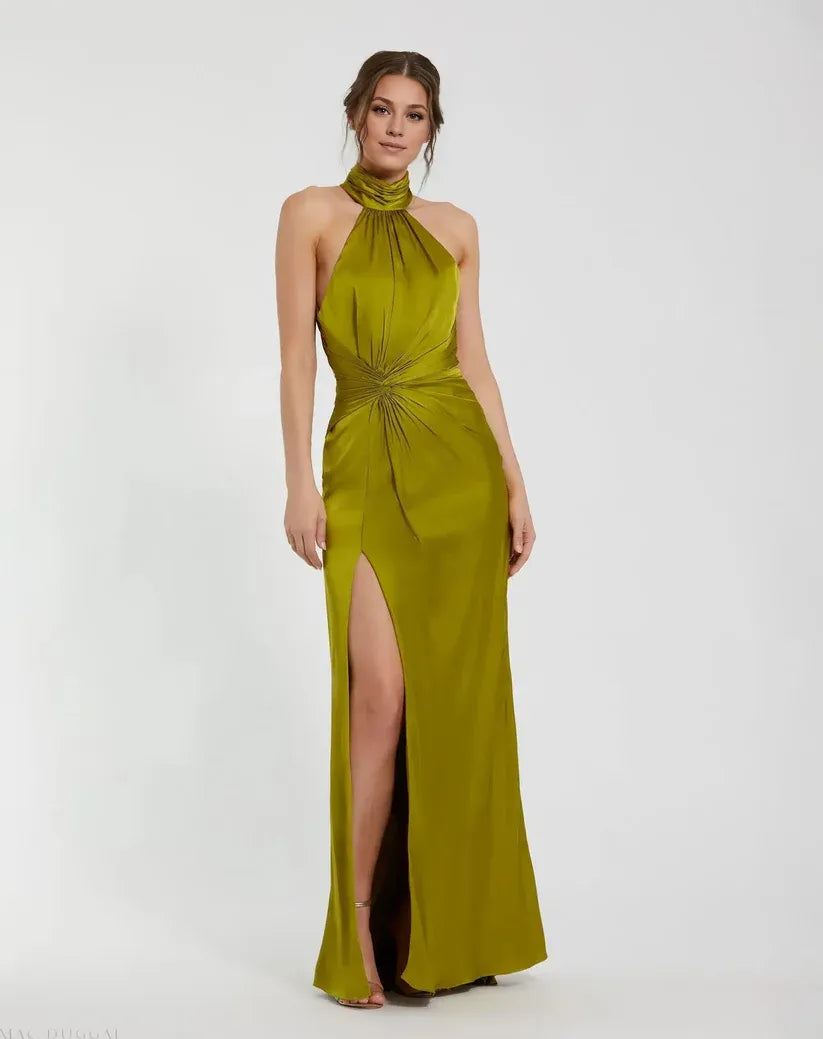Bodice High Neck Sleeveless Open Back Floor-Length Prom Dress