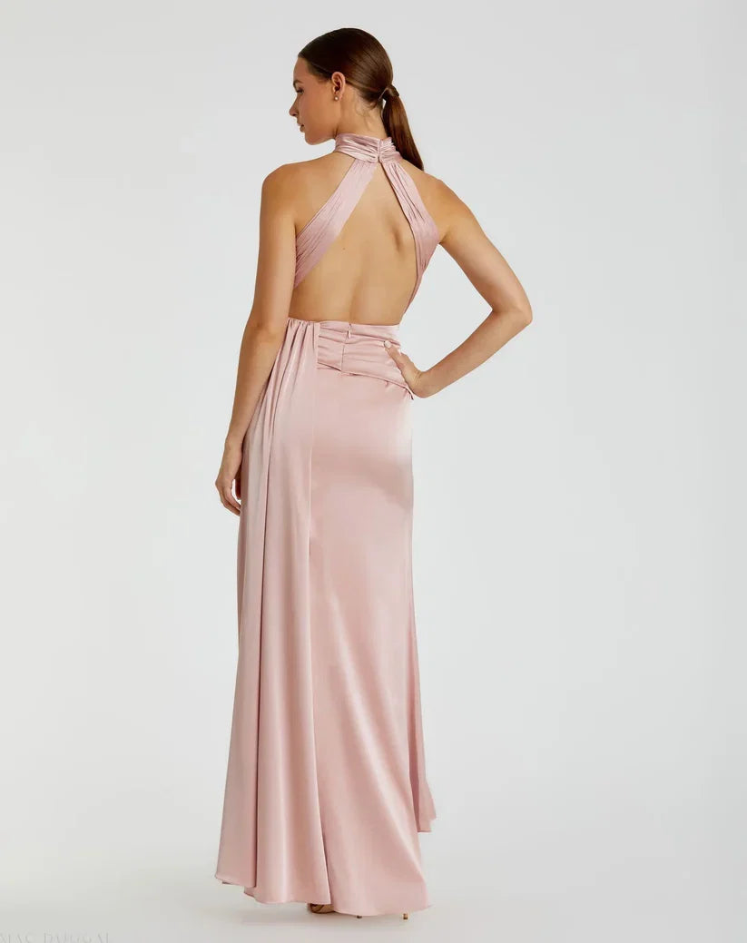 Bodice High Neck Sleeveless Open Back Floor-Length Prom Dress