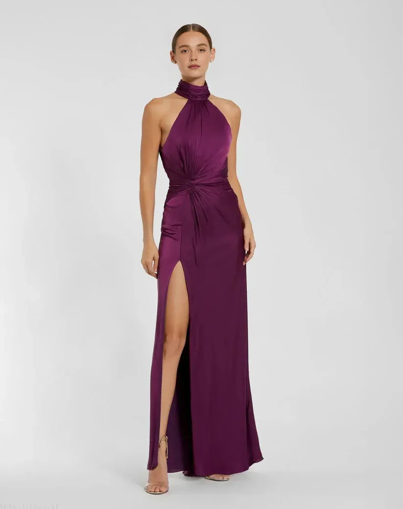 Bodice High Neck Sleeveless Open Back Floor-Length Prom Dress