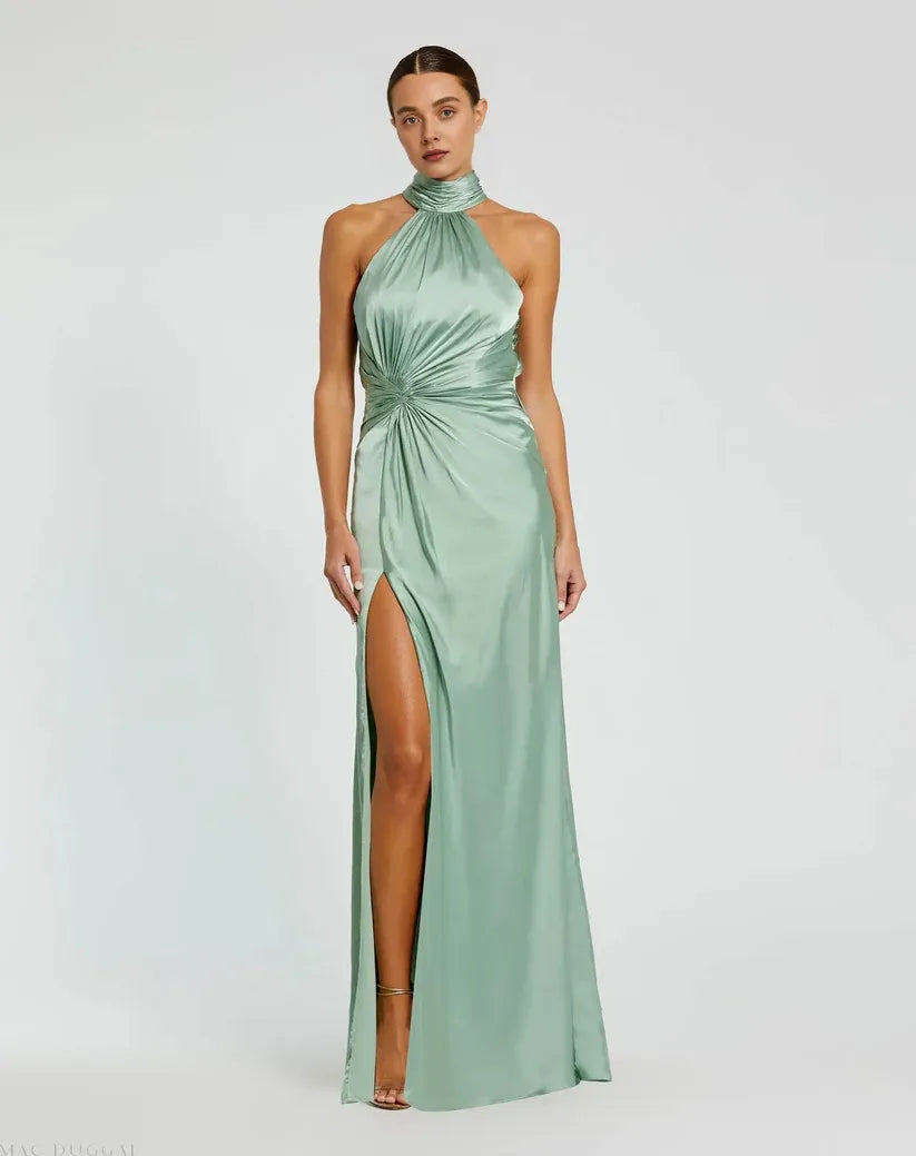 Bodice High Neck Sleeveless Open Back Floor-Length Prom Dress