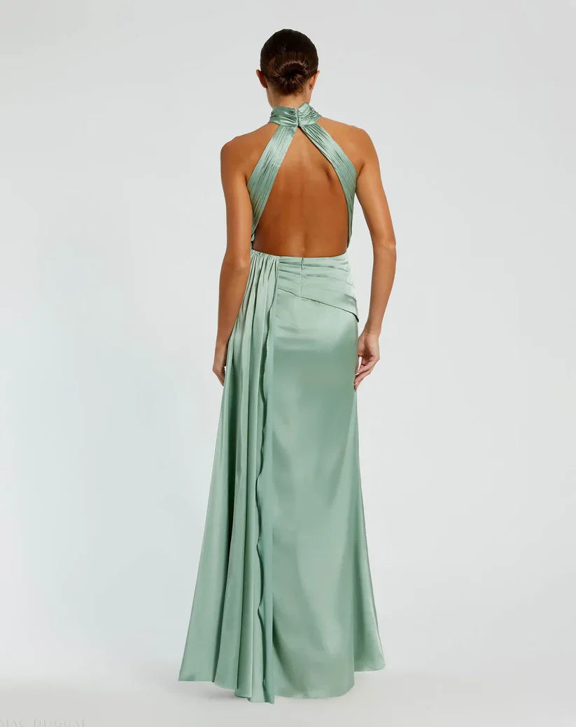 Bodice High Neck Sleeveless Open Back Floor-Length Prom Dress