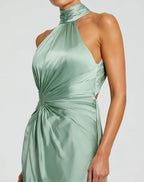 Bodice High Neck Sleeveless Open Back Floor-Length Prom Dress