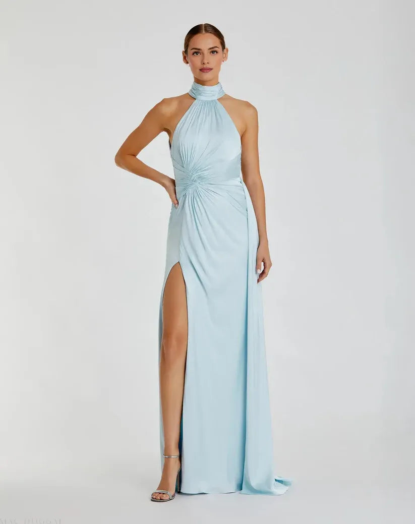 Bodice High Neck Sleeveless Open Back Floor-Length Prom Dress