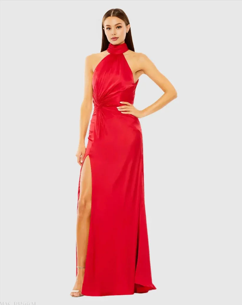 Bodice High Neck Sleeveless Open Back Floor-Length Prom Dress