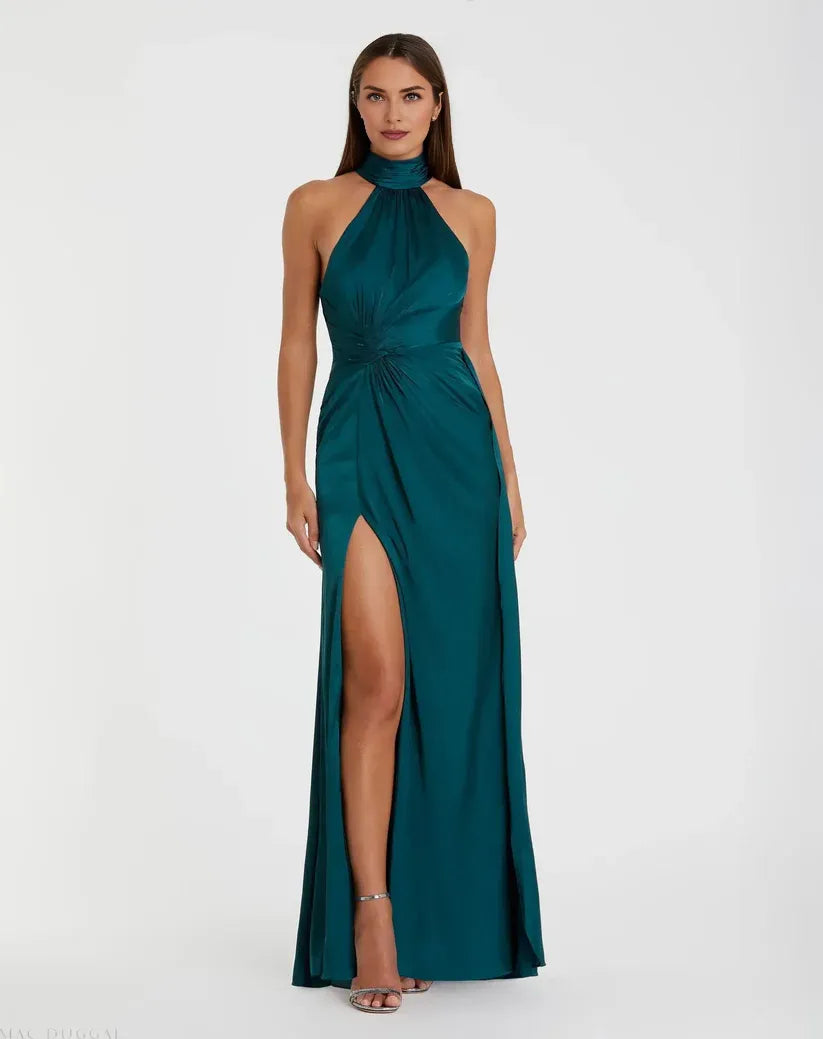 Bodice High Neck Sleeveless Open Back Floor-Length Prom Dress
