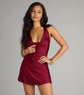 Bodycon Cowl Halter Neck Sleeveless Open Back Short-Mini Homecoming Dresses