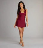 Bodycon Cowl Halter Neck Sleeveless Open Back Short-Mini Homecoming Dresses