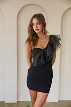 Bodycon One Shoulder Sleeveless Backless Short-Mini Homecoming Dress