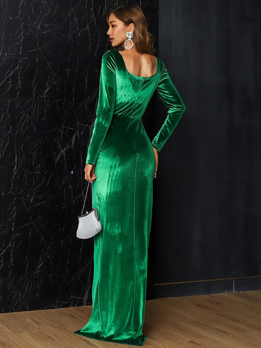 Bodycon Sweatheart Neck Long Sleeve Backless Floor-Length Prom Dress