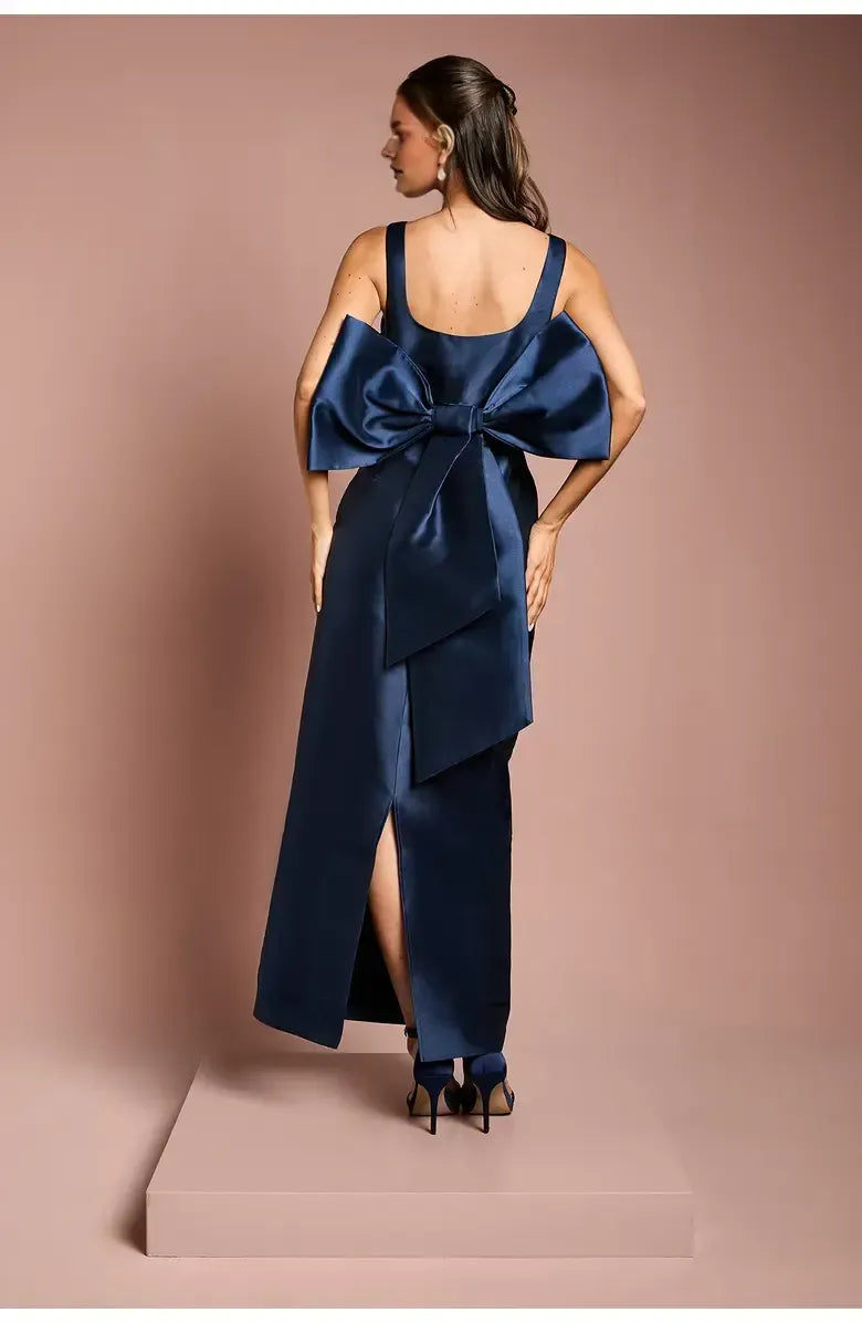 Column Square Neck Sleeveless Floor-Length Prom Dress