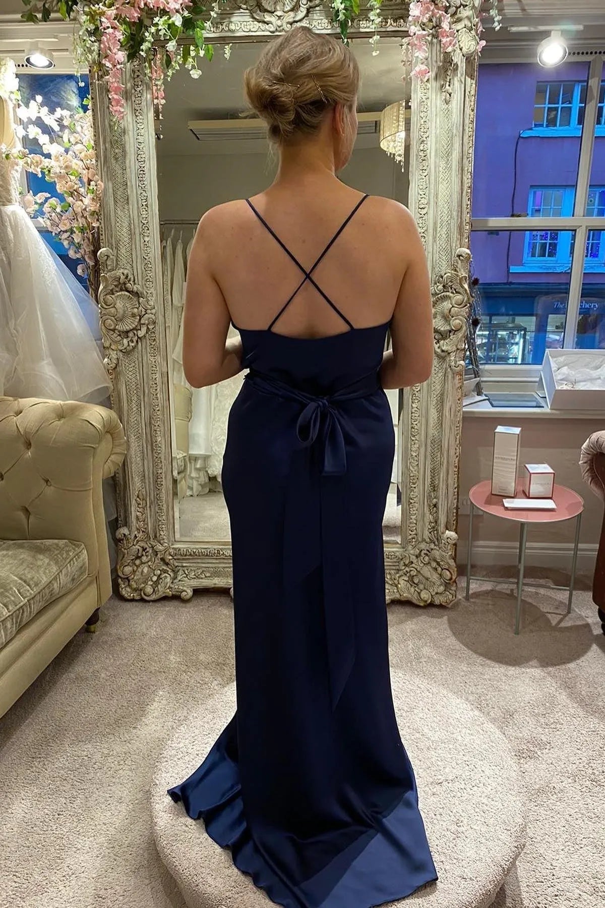 Cowl Neck Sleeveless A-Line Ruched Floor-Length Bridesmaid Dress